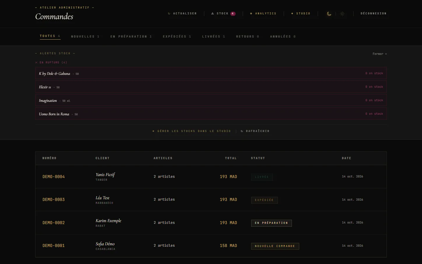 Stock et alertes de rupture
